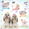 SUMMORO 24Pcs Cute Flower Dog Hair Bows with Rubber Bands Handmade Puppy Dog Grooming Bows for Dogs Girls for Holiday Spring Easter Puppy Yorkie Pet Hair Accessories