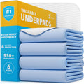 GREEN LIFESTYLE Washable Underpads - Large Pads for use as Incontinence Bed Pads, Reusable Pet Pads, Great for Dogs, Cats, Bunny, Seniors Bed Pad (Pack of 4-34x36)