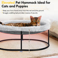 Zoratoo Elevated Cat Hammock Bed for Indoor Cats, Fluffy Warm Cuddle Cats Bed with Detachable Pad Bed Cover, Portable Pet Bed Raised Cuddler for Sleeping Kittens, Small Dog, Oval Cat Hammock Grey