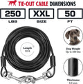 Tuff Pupper Dog Tie Out Cable, 50 ft Heavy Duty Lead for up to 250 lb Dogs