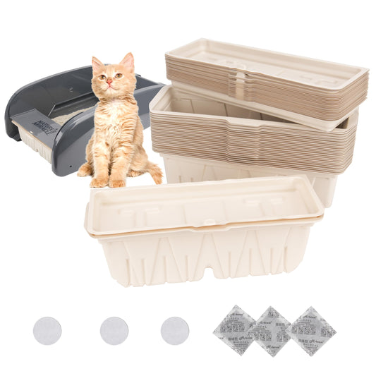 30 Packs Disposable Waste Receptacles Compatible with Nature's Miracle Litter Box 2nd & Littermaid Litter Box 3rd, Kitten Litter Trays with Charcoal Bags, Cat Supplies (Machine NOT Included)