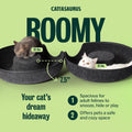 Cattasaurus Peekaboo Cat Cave for Multiple & Large Cats Up to 30-45 Lbs, Scratch Detachable & Washable Tunnel Bed, Comfy Donut Cat Cave (Dark Gray, Large)