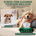 Bark & Clean Bamboo Dog Wipes for Cleaning & Deodorizing - 8.5" x 9" 110 Compostable Hypoallergenic Pet Wipes for Dogs -