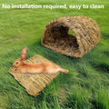 Hamiledyi Bunny Grass Tunnel,Rabbit Grass Bed,Natural Straw Woven Mat Winter Warm Hideaway Hut for Rabbit Gerbil Ferrets