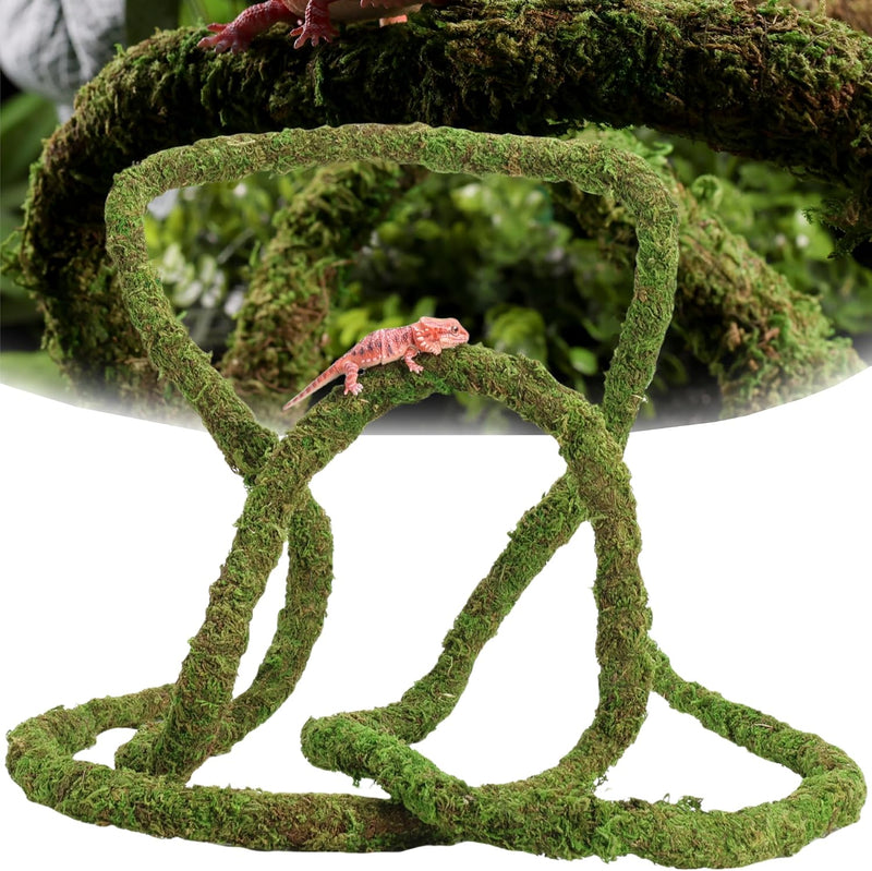USMOLA Moss Vine for Reptiles, Bendable Climbing Vines Reptile Tank Accessories, Natural Moss Rope for Leopard Gecko, Li