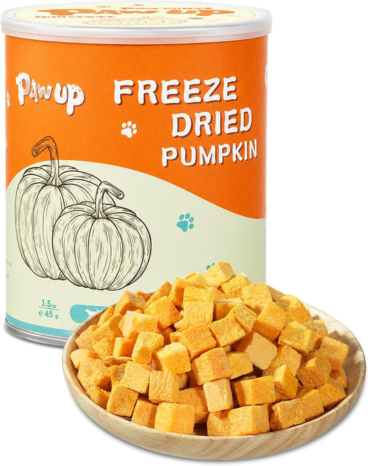 PAWUP Freeze Dried Pumpkin Treats for Dogs & Cats – Single Ingredient High Fiber Dog Food Topper for Digestion & Gut Health, Natural Pet Snacks for Sensitive Stomachs, 1.58 oz