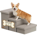 Fecuria 3-Step Wide Dog Stairs with Hidden Storage 18" H, Non-Slip Dog Steps for High Bed Couch Window Car, Jiont-Friendly Pet Stairs Ramp for Small/Medium/Large Old Dogs Cats Up to 200lbs, Grey