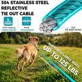 Snagle Paw Tie Out Cable for Dogs, 50FT Dog Leads for Yard Chew Proof, Heavy Duty Leash for Large Dogs Up to 125lbs, Stu