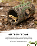 REPTITRIP Magnetic Crested Gecko Hideout - Resin Hollow Log Cave, Reptile Hide Cave, Reptile & Amphibian Habitat Hide, T
