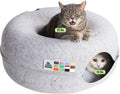 Peekaboo Cat Cave Donut for Multiple & Large Cats up to 30-45 lbs, 3-in-1 Self Warming Cat Bed, Tunnel & Scratcher for I