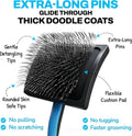 The Doodle Brush Slicker Brush Dog Poodle Brush Detangler, Extra Long Pin