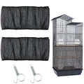 JULMELON 2Pcs Adjustable Bird Cage Seed Catcher(Black) Birdcage Nylon Mesh Cover Twinkle Star Universal Birdcage Cover for Parakeet Round Square Cage with Spring Hook