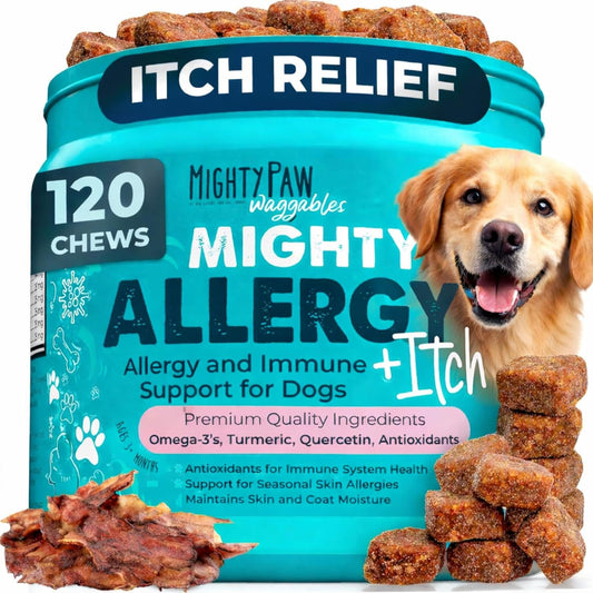 Mighty Paw Dog Allergy Chews, Itch Relief & Immune Support, 120ct