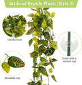 Hamiledyi Reptile Plants for Terrarium Hanging Fake Leaves with Suction Cup