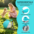 2 in 1 Portable Dog Water Bottle, 10oz Stainless Steel Leak Proof Pet Water Bottle with Foldable Silicone Bowl, Outdoor Travel Water Bottle for Dogs Walking Hiking Camping, 1 Pack Blue