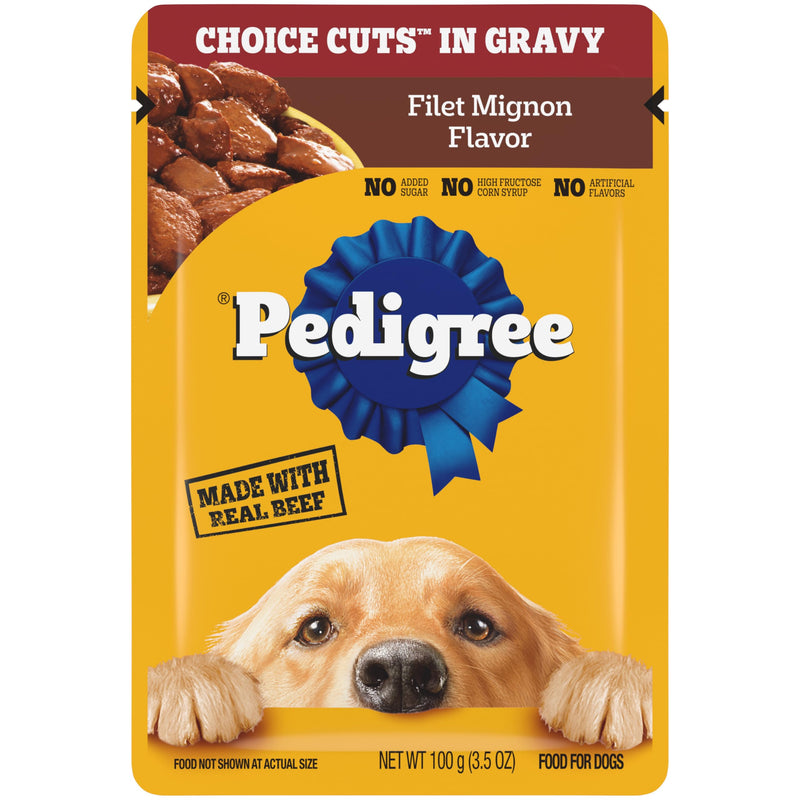 Pedigree Choice Cuts in Gravy Wet Dog Food, Adult Soft Wet Dog Food, Filet Mignon Flavor, 3.5 oz. Pouch