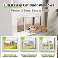 Cat Door for Window, Aluminum Cat Door Window Insert with 4 Secure Lock Modes, Magnectic Closure for Cats, Fit Window Wi