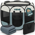 MZNZ Dog Cat Playpen with Pee Pad, Portable Puppy Pet Crate Indoor for Small Dogs Cats Rabbits, Foldable Dog Cage Enclosure for Outdoor, Pop Up Dogs Tent Kennel with Carrying Case, Grey