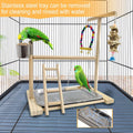 Hamiledyi Bird Playground Parrots Play Stand Natural Wooden Parrot Perch Gym Playpen Pet Parakeet Ladders with Feeder Cups for Cockatoo Conure Cockatiel Cage Accessories Exercise Toy (Include a Tray)
