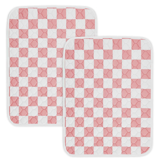 Ralxion 2 Pack Pink Checkered Washable Pee Pads for Dogs, Checkered Reusable Dog Pee Pads, for Puppy Playpen, Crate, Whelping Box, Potty Training, Cute Aesthetic Absorbency, Leak-Proof Non-Slip