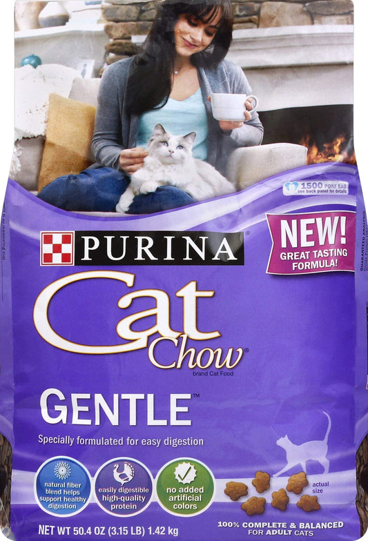 Purina Cat Chow Dry Cat Food, Gentle, 3.15 Lb Bag