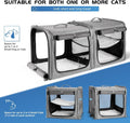 Suertree Large Cat Carrier for 2 Cats with Zipper Locks, Double Cat Carrier with Travel Litter Box, Soft Pet Travel Carrier for Cats and Small Dogs Up to 45 Lbs, Gray