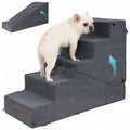 SIEMOUR 5-Step Dog Stairs and Ramp for Small Dogs and Cats, Pet Steps for High Bed with Non-Slip Bottom, Grey