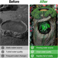 REPTI ZOO Reptile Waterfall Drinking Fountain with Food Dish, 1000ML Large Reptile Terrarium Water Dispenser for Bearded