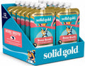 Solid Gold Bone Broth Cat Food Topper - Limited Ingredient Lickable Cat Broth Pouches w/Salmon Protein Shreds & Collagen for Hydration & Gut Support - Easy to Serve Gravy for Cats Meal Topper - 12ct