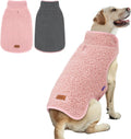 cyeollo Sherpa Dog Coat Reversible Dog Jackets for Large Dogs, Pink, 2XL