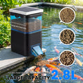 NEWTRY Automatic Pond Fish Feeder, 2.8L Solar Powered Programmable Timer