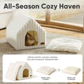 FUKUMARU Cat Bed Cave, Enclosed Washable Covered Dog Bed with Support Frame
