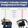 Dog Stroller Caddy Organizer with 2 Insulated Cup Holders & Treat Pocket