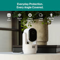 Arlo Essential Indoor Pan Tilt Security Camera 2K (2025 Release) - Wired Plug-in Power, Person Recognition, Animal Detection, Animated Preview, 1-Month Secure Plan, Auto Motion Tracking, 2 Cam, White