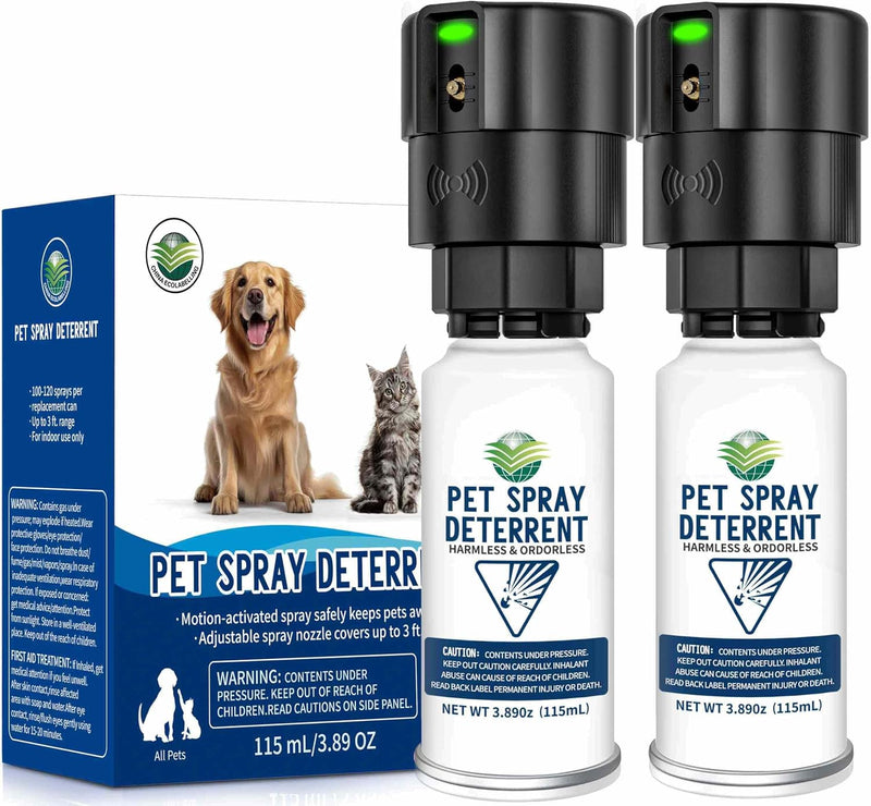 Pet Spray Deterrent System [2 Pack] Motion Activated Cat Deterrent Spray | Automatic Cat Deterrent Spray for Cats & Dogs