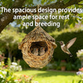 2 Pack Hanging Bird Nest, Handwoven Natural Grass Bird House with Waterproof Roof & Coconut Fiber Padding, Outdoor Bird 