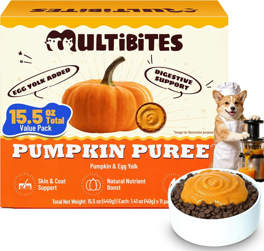 MULTIBITES 15.5oz Premium Pumpkin Puree for Cats & Dogs - Digestive Health,Sensitive Stomach for Soft Cat Treats - Natural Fiber Supplement for Dog Food Toppers,Kittens,Puppy Snacks