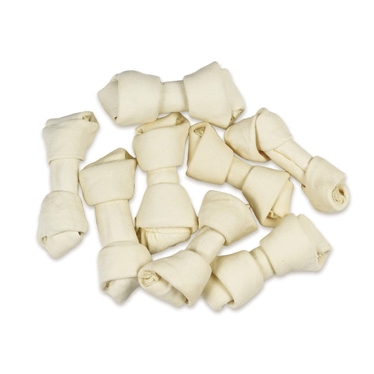 hotspot pets 4-5 Inch Rawhide Dog Chew Bones - Choice of 10, 20, 30 Packs - from Grass Fed Brazilian Cows - Promotes Dental Hygiene and Good Behavior (20 Pack)