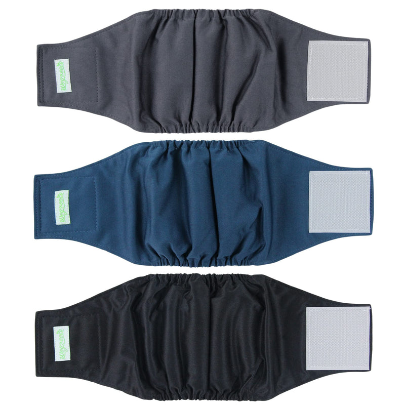 Wegreeco Washable Male Dog Belly Band - Pack of 3 - Washable Male Dog Belly Wrap, Small Doggie Dog Diapers Male for Doggy Puppy (Black, Charcoal, Navy, Small)