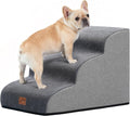 GoGoBunny Ramp Dog Stairs for Couch Sofa and Chair 15.7" H, 3-Step Pet Steps for Small Dogs and Cats, Non-Slip Waterproof Fabric Cover, Stable and Balanced Indoor Step, Pets Friendly, Grey