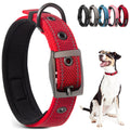 PetiFine Dog Collars for Medium Dogs, Neoprene Padded and Adjustable, Reflective Wide Heavy Duty Pet Collars with Durable Metal Belt Buckle for Walking, Red, M