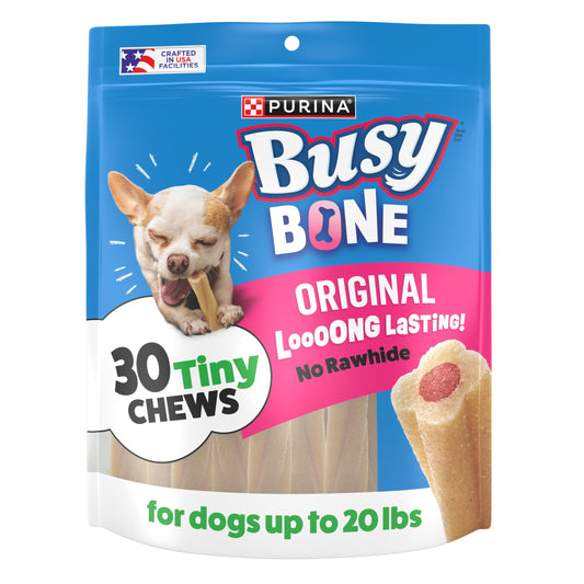 Purina Busy Bone Adult Toy Breed Dog Chew Bone Treats, Tiny - 30 ct. Pouch