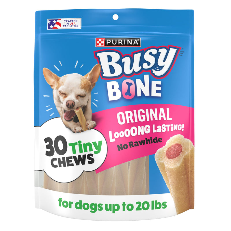 Purina Busy Bone Adult Toy Breed Dog Chew Bone Treats, Tiny - 30 ct. Pouch