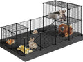HOOBRO 24 Panels Guinea Pig Cage with Waterproof Mat and Ramp, 57" x 31.5" x 23.6" Loft Design Small Animal Playpen, Rab