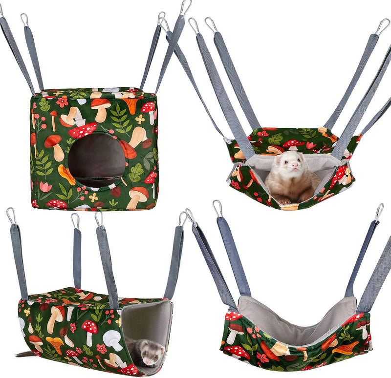 Glittme 4 Pack Cozy Ferret Hammock, Soft Washable Cage Bed for Small Animals