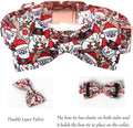 Lionet Paws Christmas Dog Bowtie Collar - Cute Cotton Adjustable Winter Dog Collar with Bowtie for Small Medium Large Do