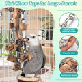 DBNESS Bird Toys for Parrot, Durable Stainless Steel Large Birds Chew Toy, Hanging Detachable Natural Hardwood Blocks fo