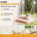 Cat Window Perch Hammock with Upgraded 4 Suction Cups Soft Cushion Wood Bed
