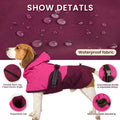 BRKURLEG Dog Raincoat, Waterproof Rain Jacket with Hood, Rose Red, XXL