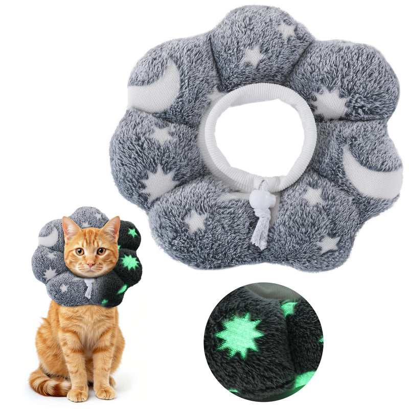 MABOZOO Adjustable Cat Cone Collar Glow in The Dark, Pet Recovery Elizabethan Collar for Kittens Cats After Surgery, Pet E Neck Cone After Surgery for Small Animal Stop Licking (M)